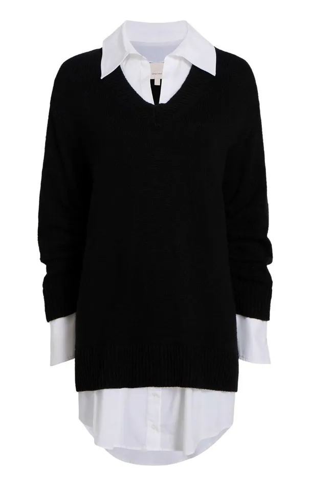 Women Collar Santina Dress Blackwhite Cinq Sept Sweaters and Knits