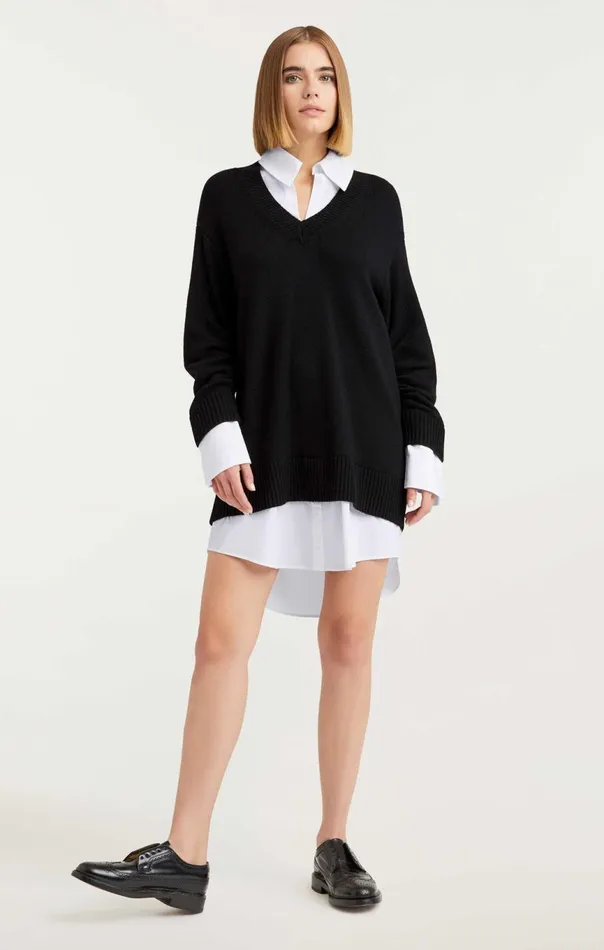 Women Collar Santina Dress Blackwhite Cinq Sept Sweaters and Knits