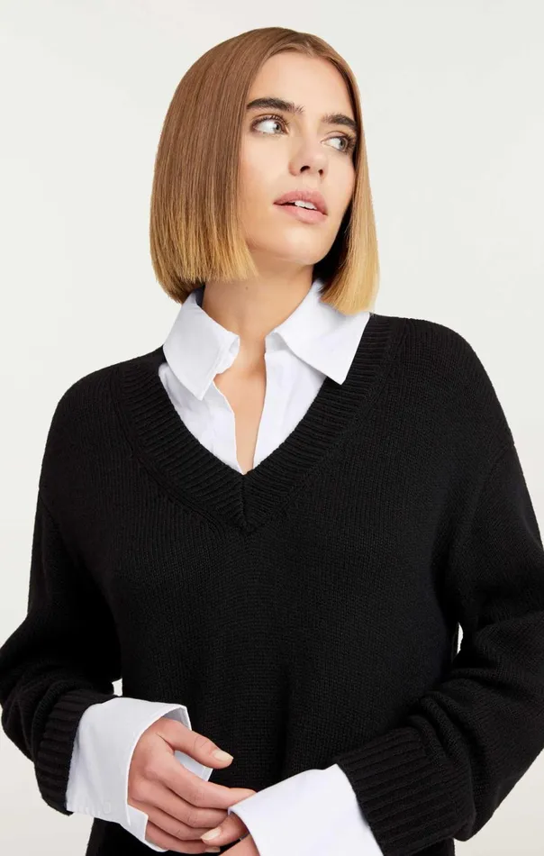 Women Collar Santina Dress Blackwhite Cinq Sept Sweaters and Knits