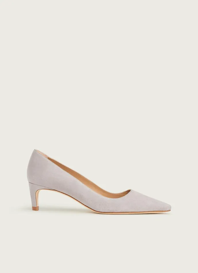 Women Court Shoes LKBennett Ava Grey Suede Kitten Heel Courts Grey