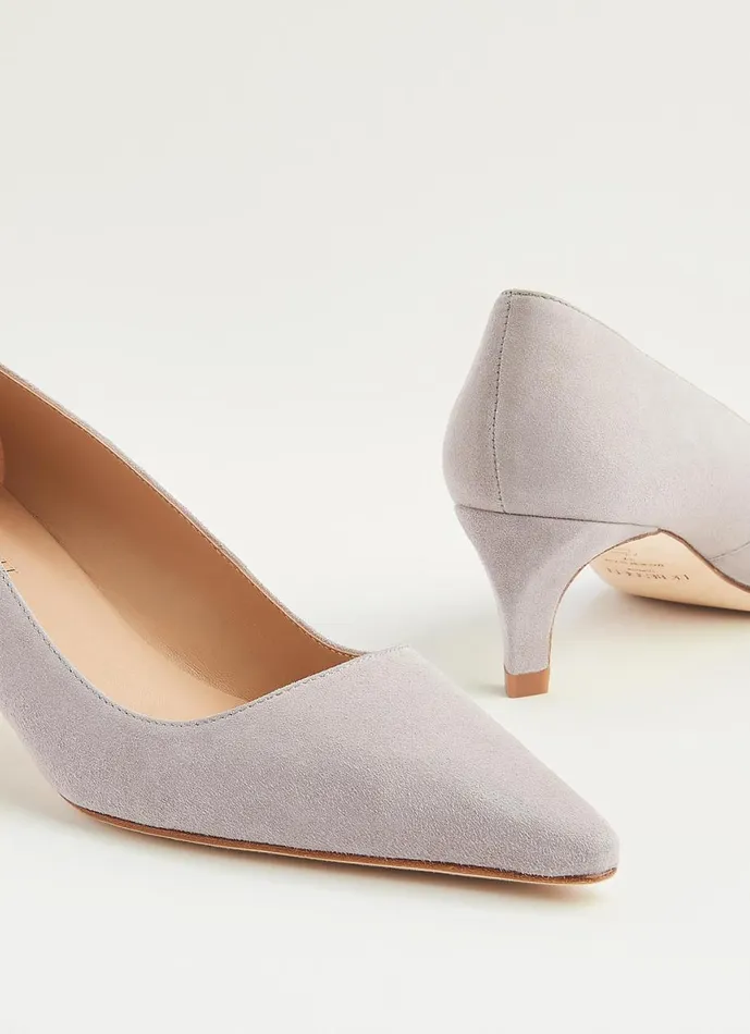 Women Court Shoes LKBennett Ava Grey Suede Kitten Heel Courts Grey