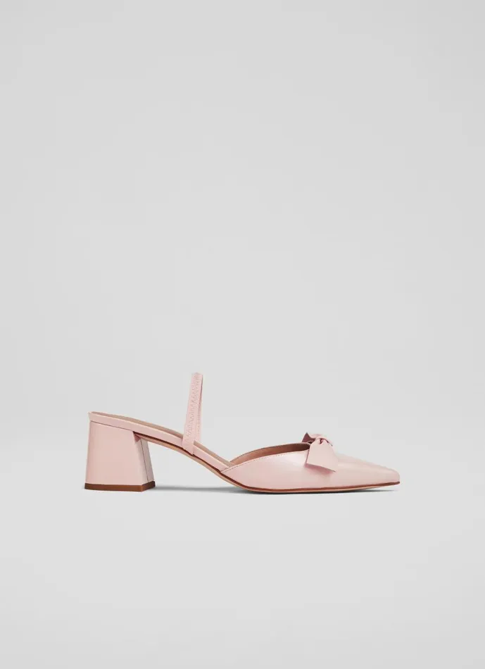Women Court Shoes LKBennett Cadence Pink Patent BowFront Slingbacks Light Pink