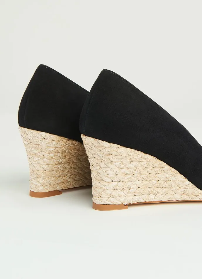 Women Court Shoes LKBennett Eevi Black Suede Espadrille Wedges Black Women Court Shoes LKBennett Eevi Black Suede Espadrille Wedges Black