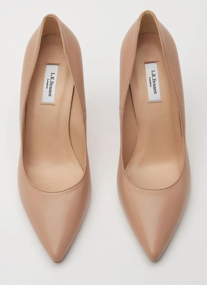 Women Court Shoes LKBennett Fern Beige Leather Pointed Toe Courts Beige