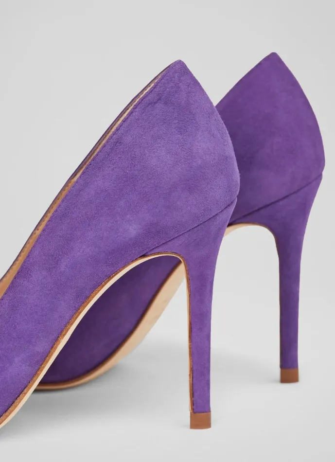 Women Court Shoes LKBennett Fern Plum Suede Pointed Toe Courts Plum