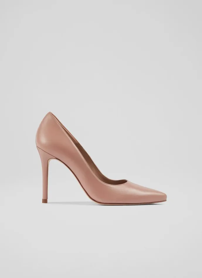 Women Court Shoes LKBennett Fern Rose Pink Leather Pointed Toe Courts Pink