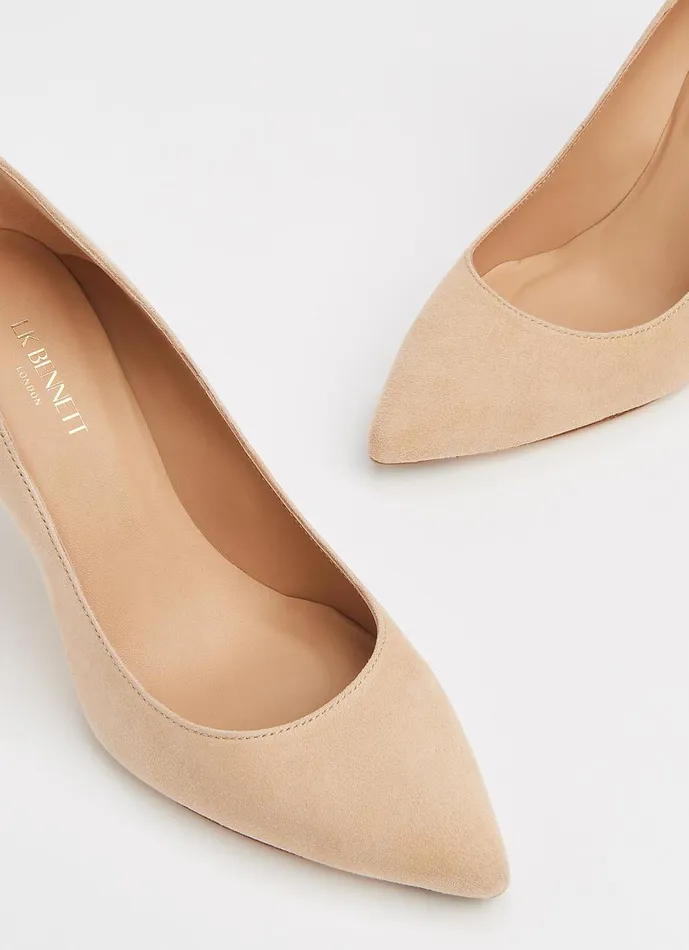 Women Court Shoes LKBennett Floret Beige Suede Pointed Toe Courts Beige