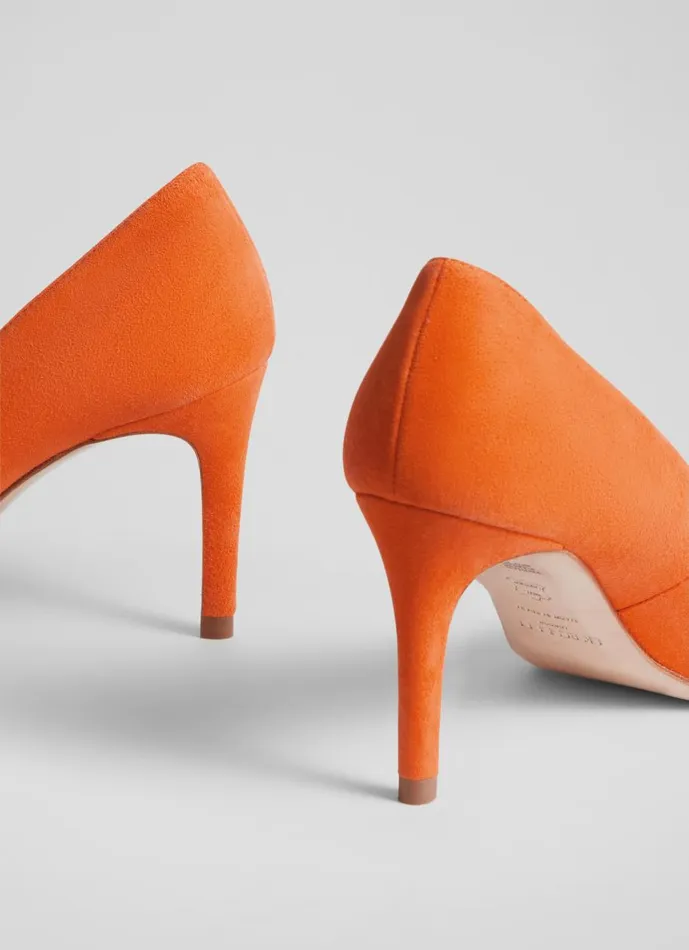 Women Court Shoes LKBennett Floret Orange Suede Pointed Toe Courts Orange