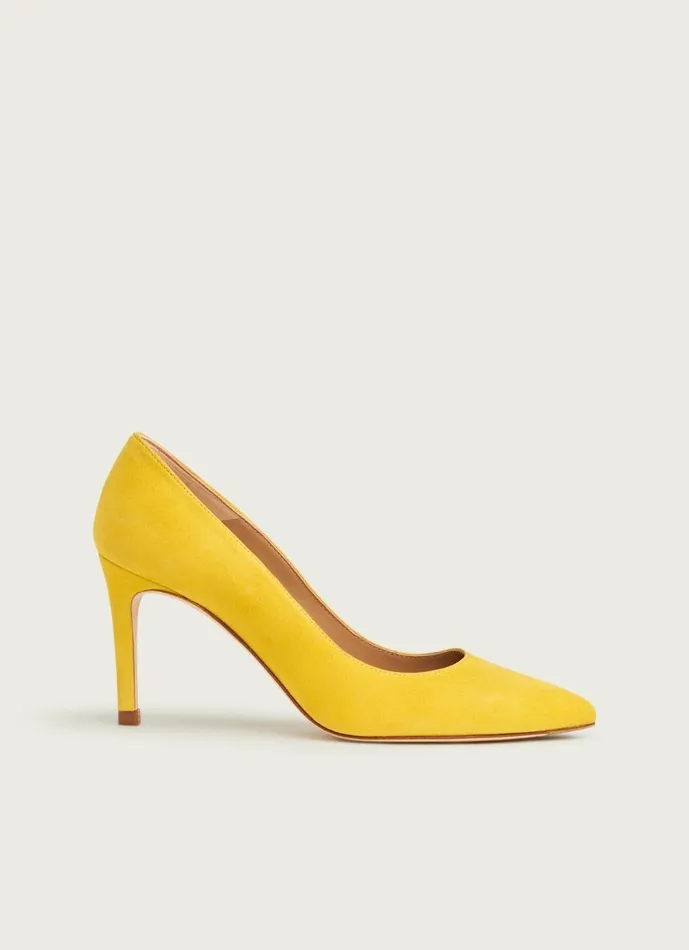 Women Court Shoes LKBennett Floret Sherbet Yellow Suede Pointed Toe Courts Yellow