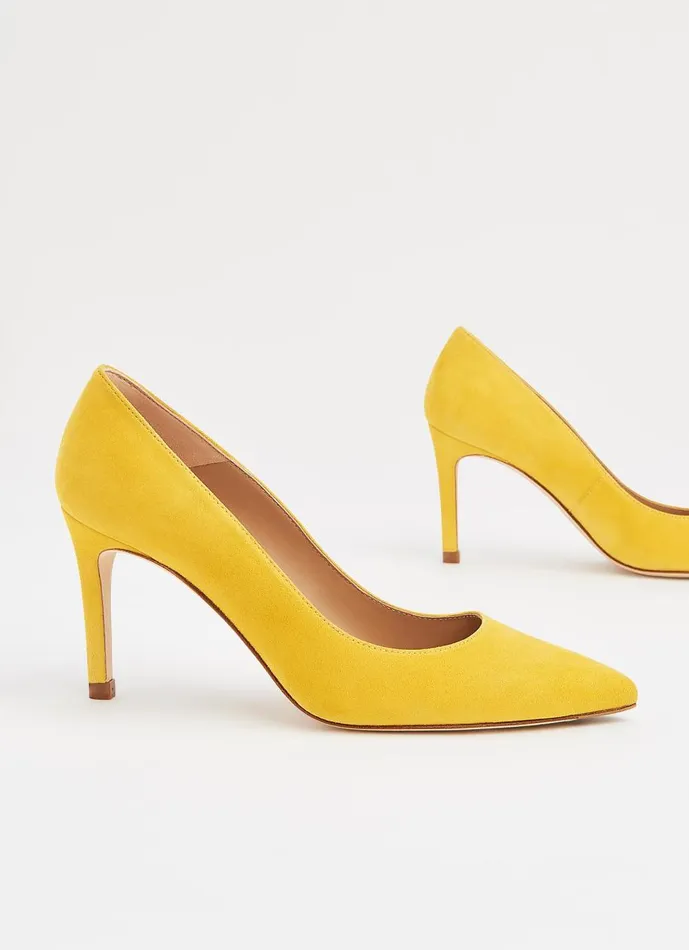 Women Court Shoes LKBennett Floret Sherbet Yellow Suede Pointed Toe Courts Yellow