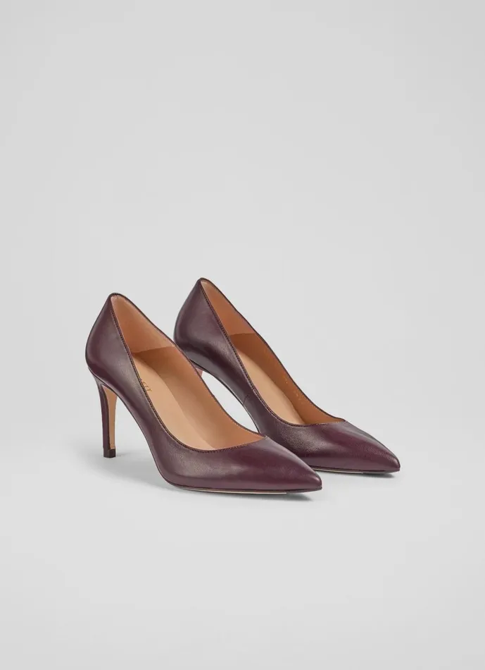 Women Court Shoes LKBennett Floret Wine Leather Pointed Toe Courts Red Women Court Shoes LKBennett Floret Wine Leather Pointed Toe Courts Red