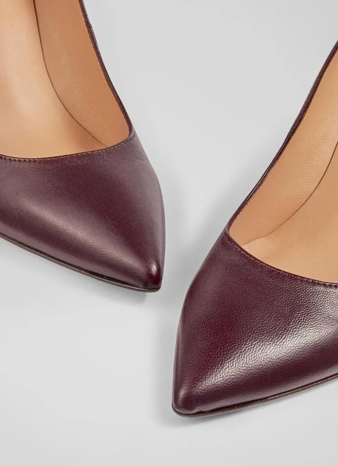Women Court Shoes LKBennett Floret Wine Leather Pointed Toe Courts Red Women Court Shoes LKBennett Floret Wine Leather Pointed Toe Courts Red