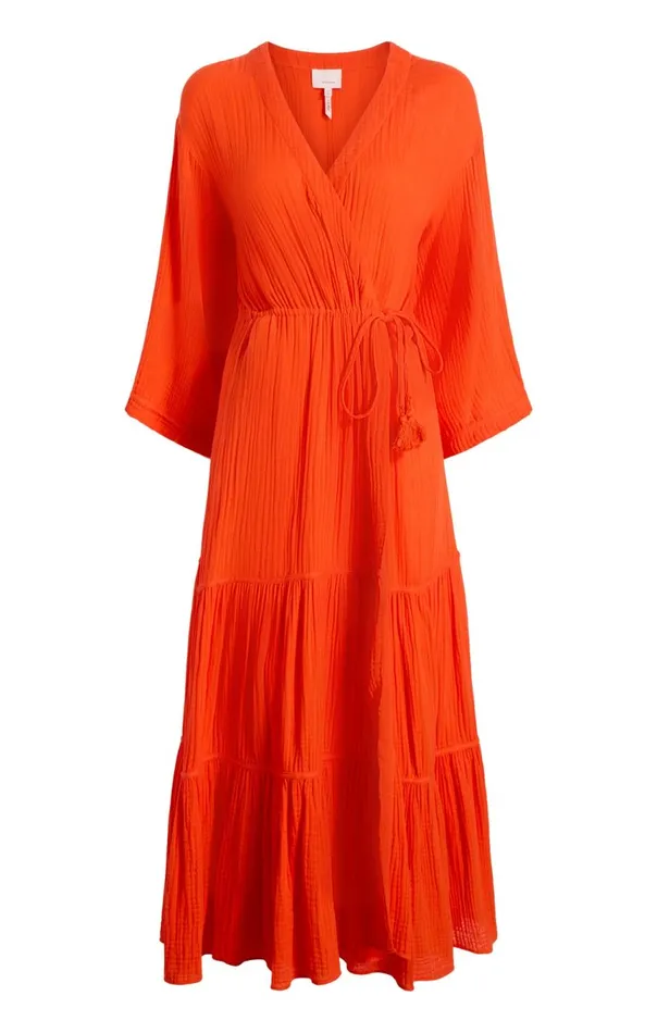 Women Crinkle Tencel Torey Dress Bisou Cinq Sept Midi