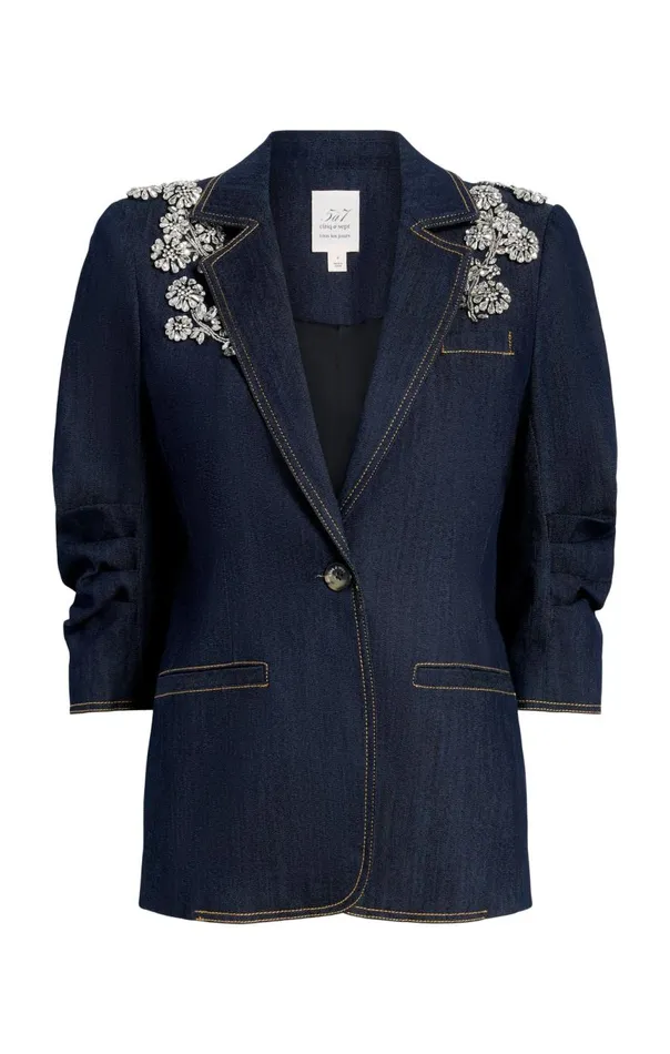 Women Crystal Chrysanthemum Khloe Blazer Indigo Cinq Sept Blazers