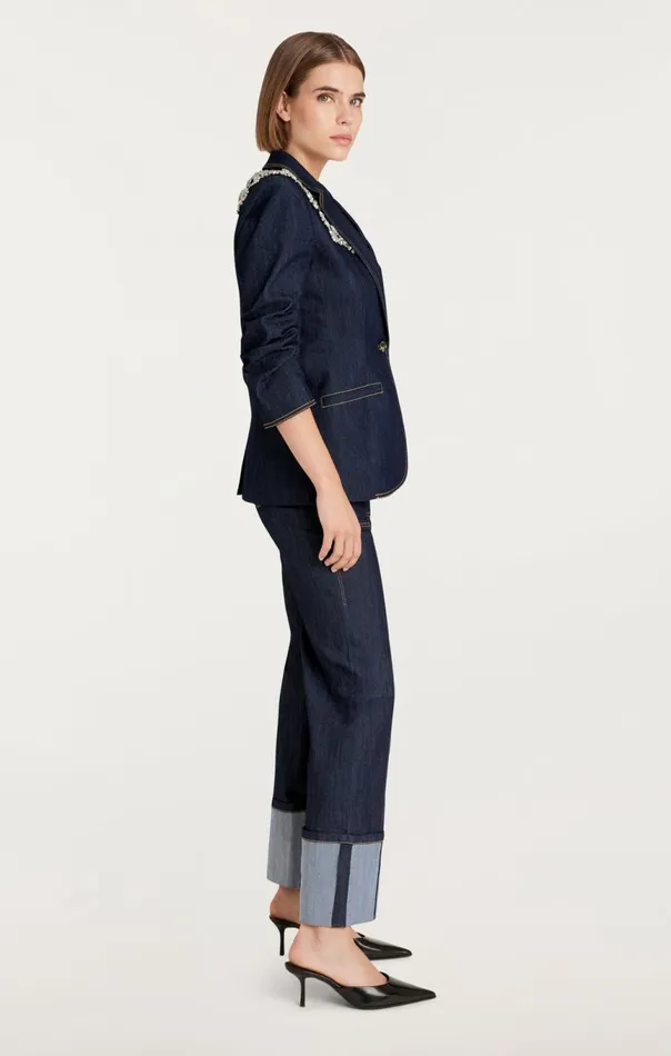 Women Crystal Chrysanthemum Khloe Blazer Indigo Cinq Sept Blazers