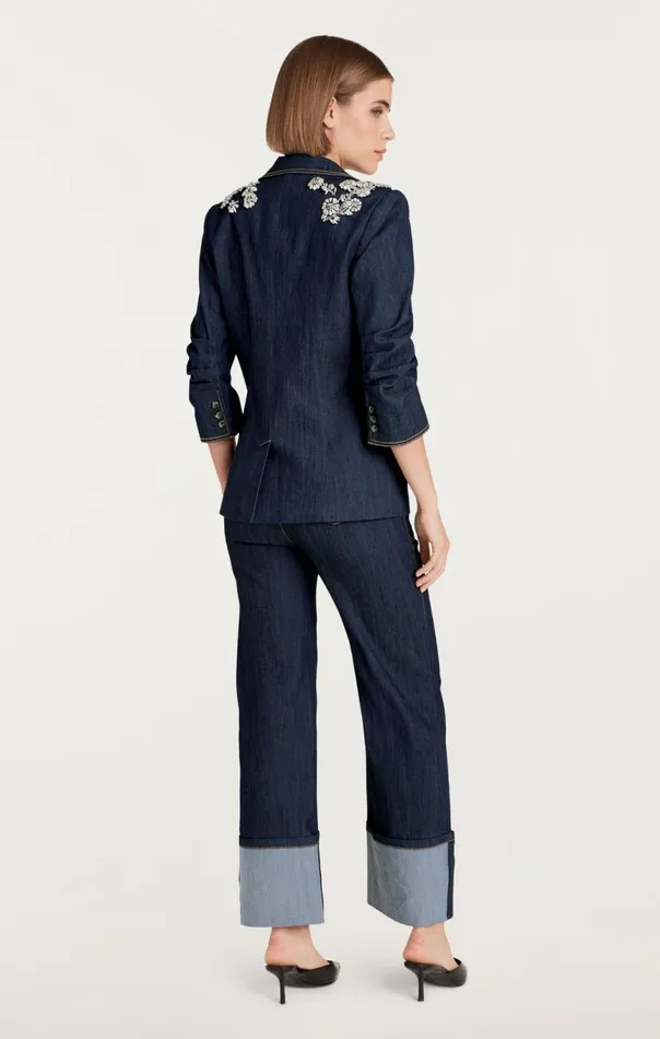 Women Crystal Chrysanthemum Khloe Blazer Indigo Cinq Sept Blazers