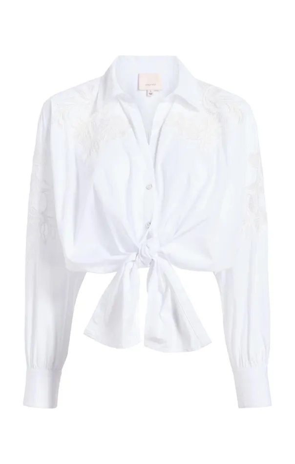 Women Cutout Embellished Marianna Top White Cinq Sept Long Sleeve Tops