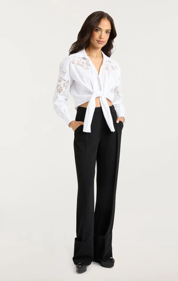 Women Cutout Embellished Marianna Top White Cinq Sept Long Sleeve Tops