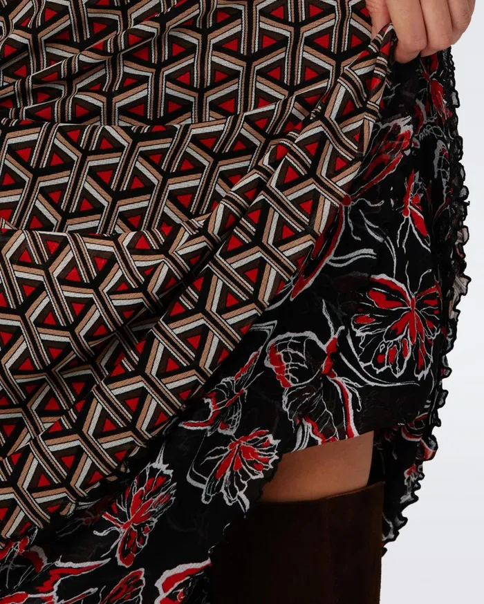 Women Darlene Reversible Mesh Skirt Flutterfly And Tiny Stadium Geo Red DVF Skirts