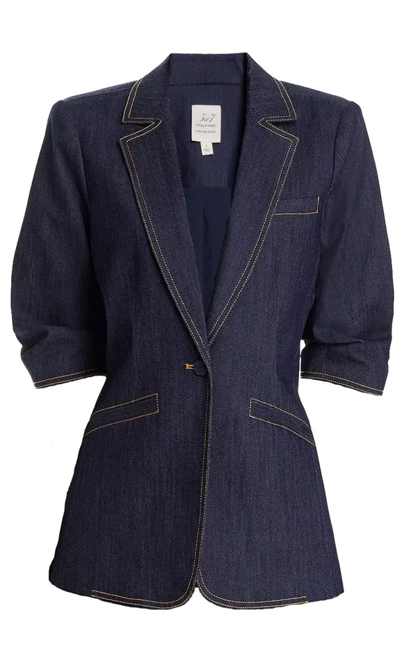 Women Denim Short Sleeve Khloe Blazer Indigo Cinq Sept Denim