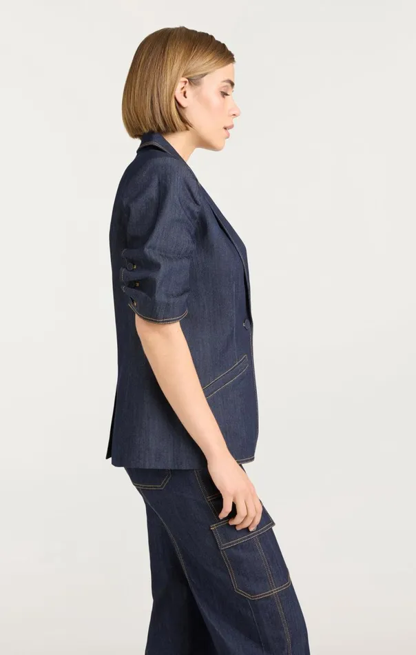 Women Denim Short Sleeve Khloe Blazer Indigo Cinq Sept Denim