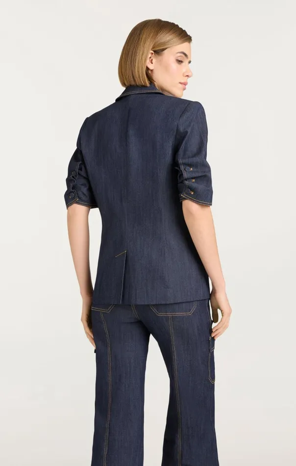Women Denim Short Sleeve Khloe Blazer Indigo Cinq Sept Denim