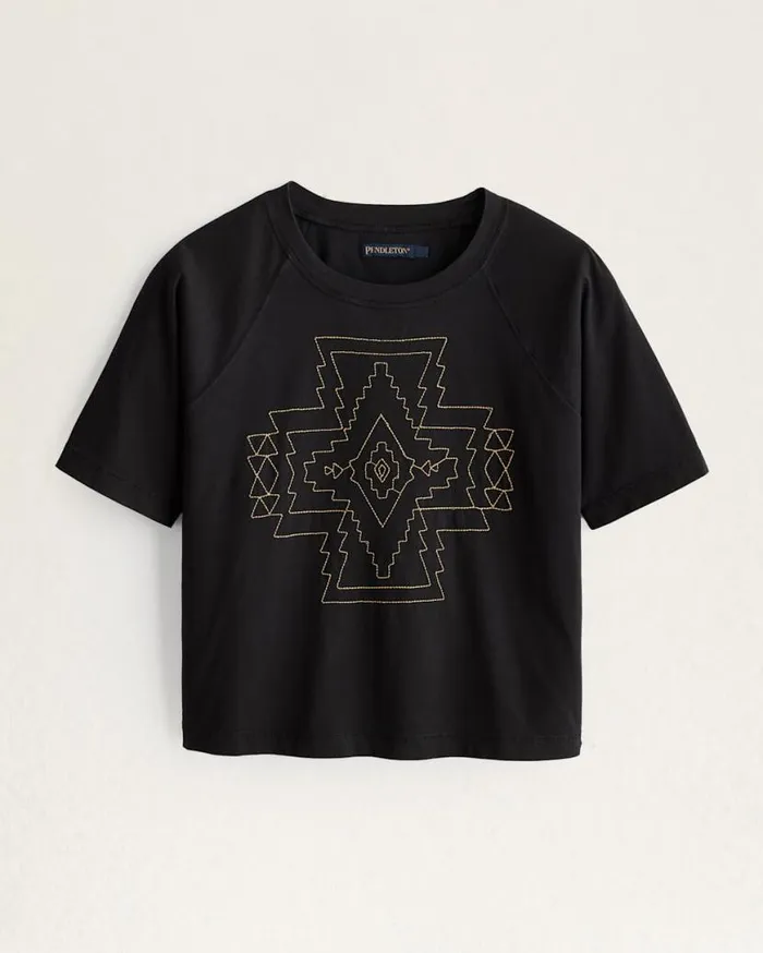 Women DESCHUTES HARDING EMBROIDERED TEE Black Pendleton Tees and Sweatshirts