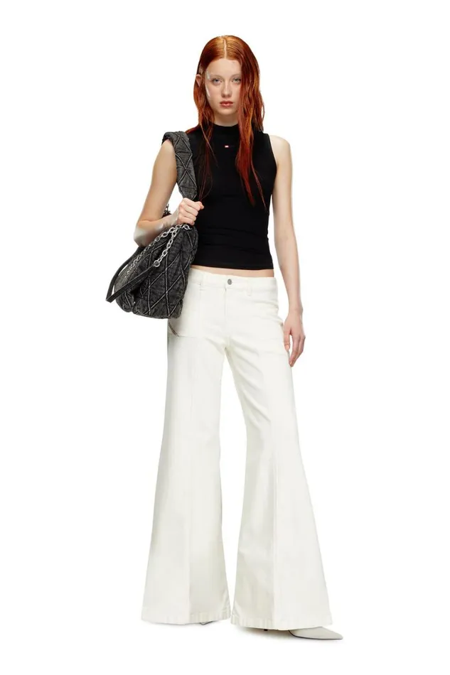 Women Diesel Jeans Flare Jeans DAkii 09J68 White
