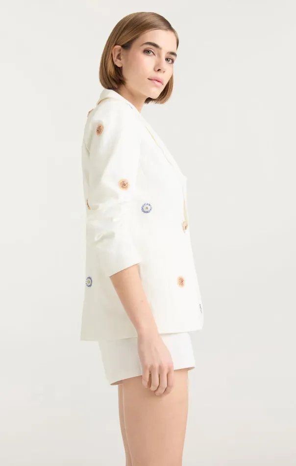 Women Ditsy Dots Denim Khloe Blazer White Cinq Sept Denim