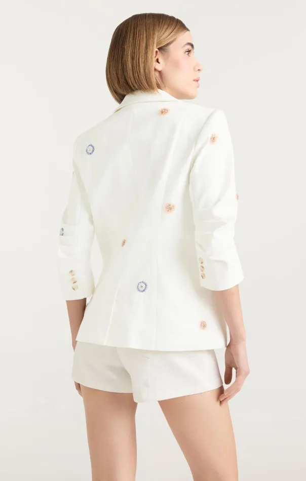 Women Ditsy Dots Denim Khloe Blazer White Cinq Sept Denim