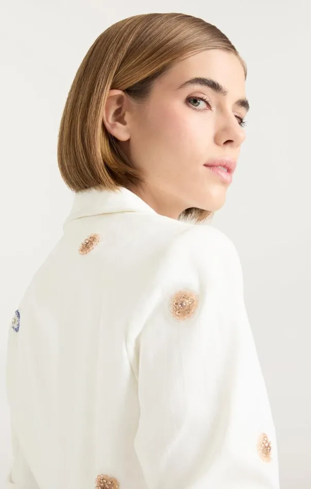 Women Ditsy Dots Denim Khloe Blazer White Cinq Sept Denim