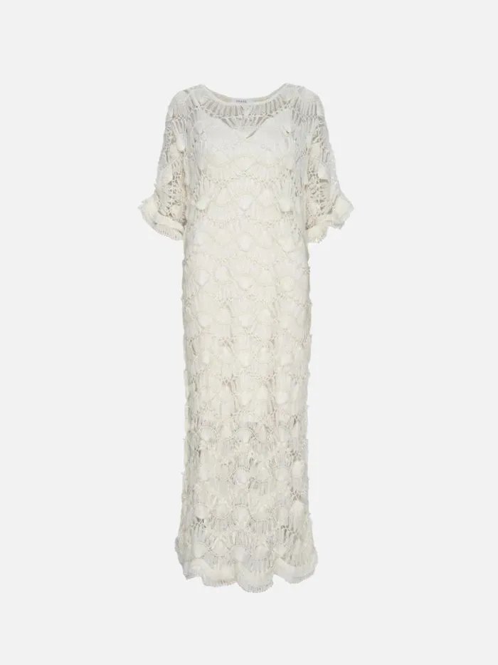 Women Dresses FRAME Beaded Crochet Dress 8212 Off White