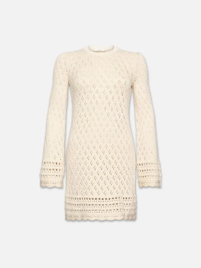 Women Dresses FRAME Crochet Shift Dress 8212 Ecru