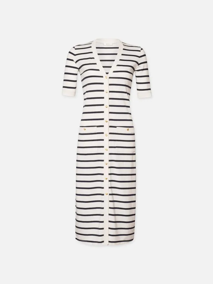 Women Dresses FRAME Henley Button Up Dress 8212 Navy Multi