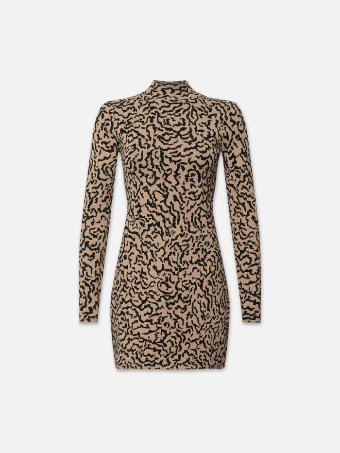 Women Dresses FRAME Jacquard Sweater Dress 8212 Light Camel Multi