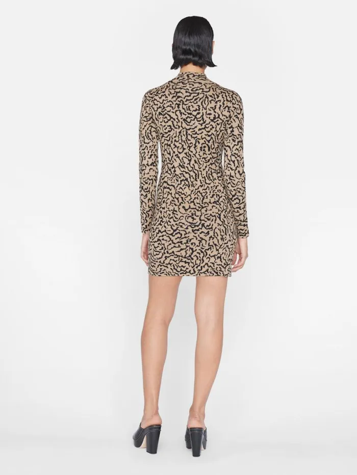 Women Dresses FRAME Jacquard Sweater Dress 8212 Light Camel Multi Women Dresses FRAME Jacquard Sweater Dress 8212 Light Camel Multi