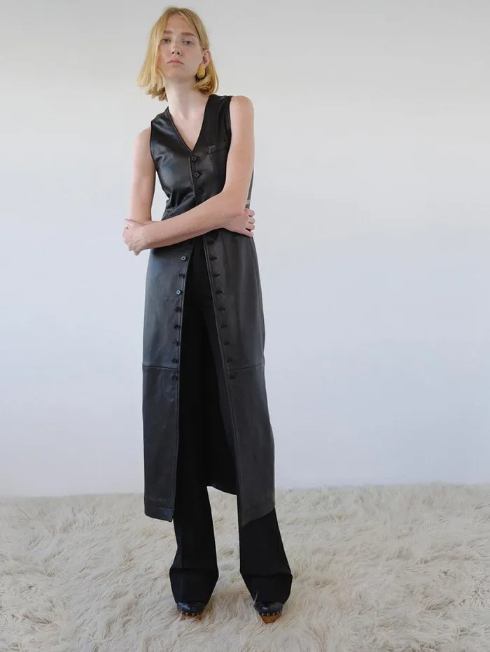 Women Dresses FRAME Leather Midi Vest Dress 8212 Black Women Dresses FRAME Leather Midi Vest Dress 8212 Black