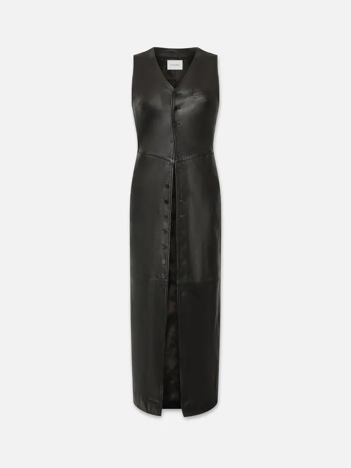 Women Dresses FRAME Leather Midi Vest Dress 8212 Black Women Dresses FRAME Leather Midi Vest Dress 8212 Black