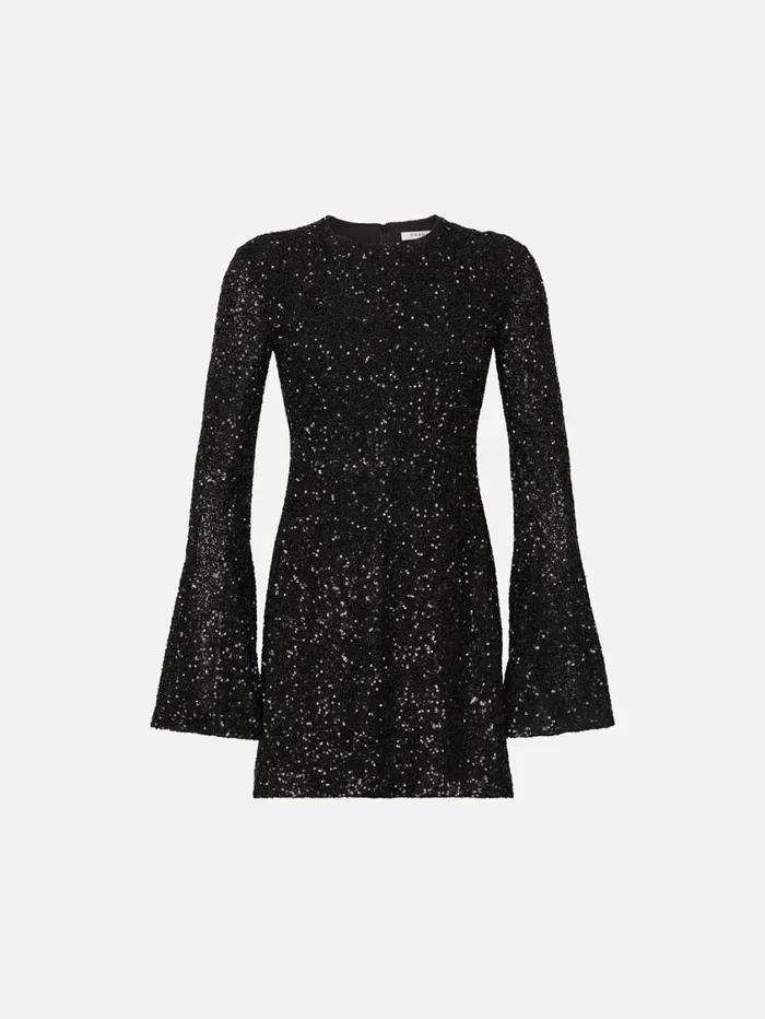 Women Dresses FRAME Sequin Flutter Sleeve Dress 8212 Black