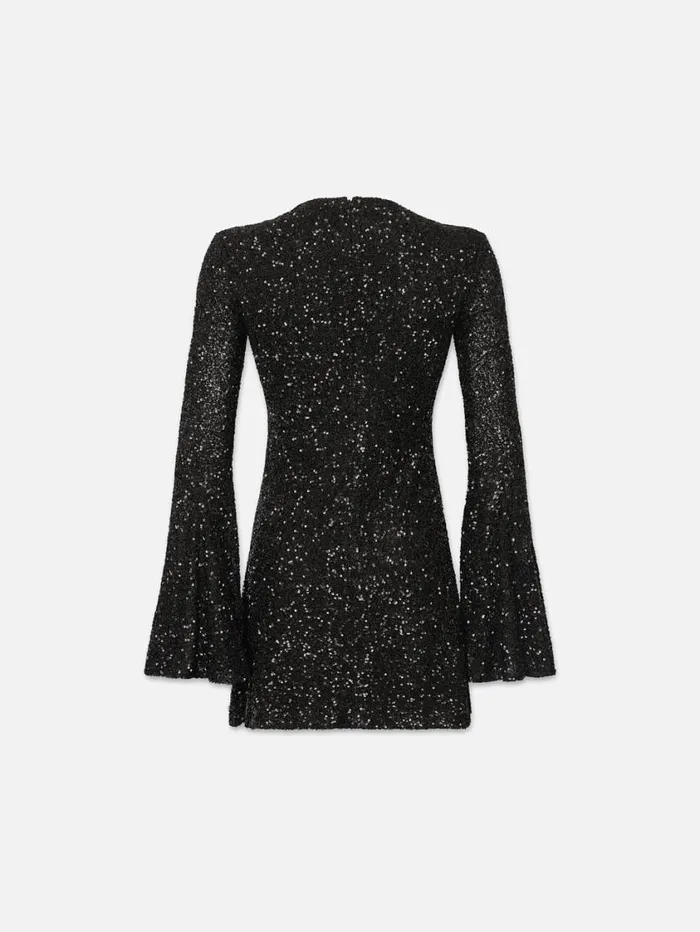 Women Dresses FRAME Sequin Flutter Sleeve Dress 8212 Black