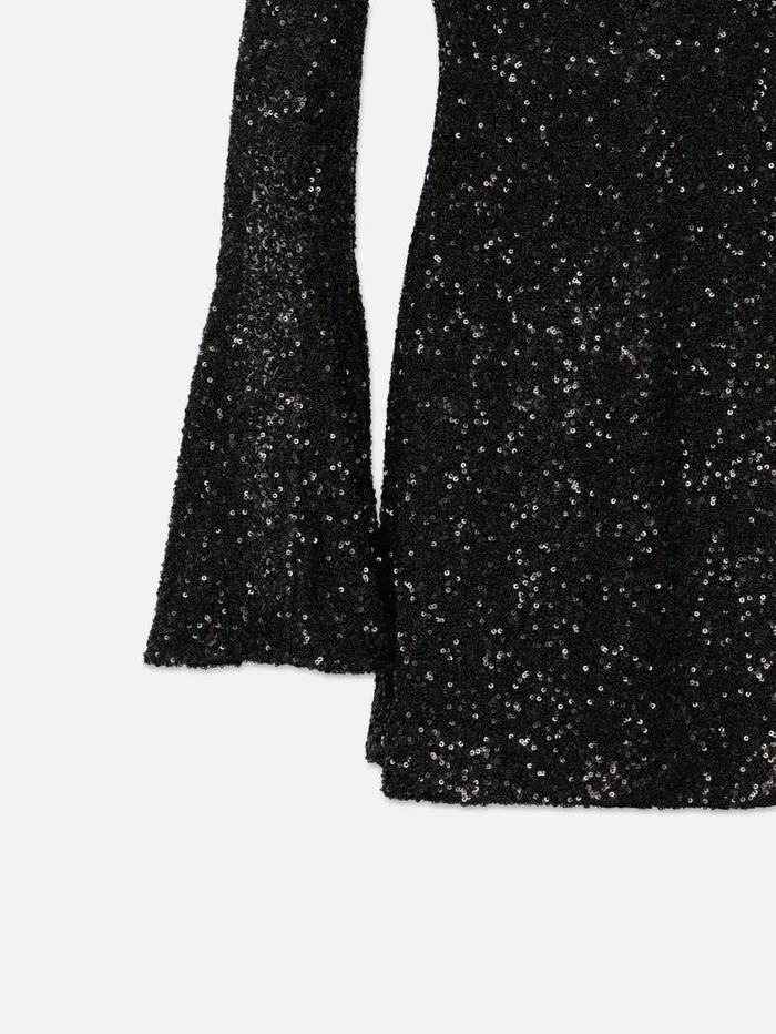 Women Dresses FRAME Sequin Flutter Sleeve Dress 8212 Black