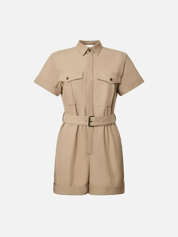 Women Dresses FRAME Utility Short Jumpsuit 8212 Khaki Tan