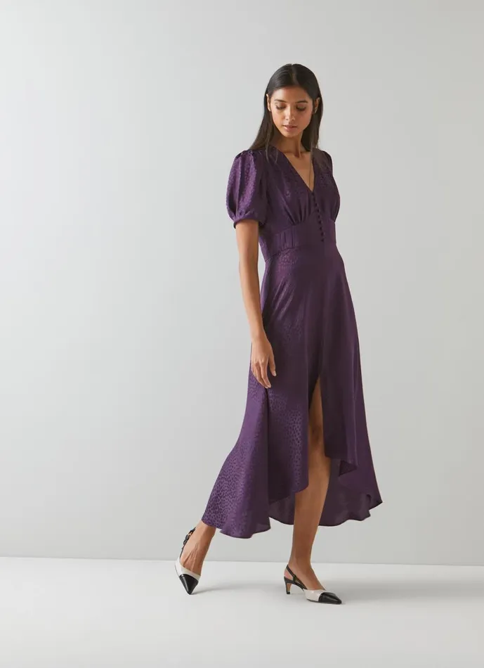 Women Dresses LKBennett Bryony Purple Heart Jacquard Midi Dress Mulberry Women Dresses LKBennett Bryony Purple Heart Jacquard Midi Dress Mulberry