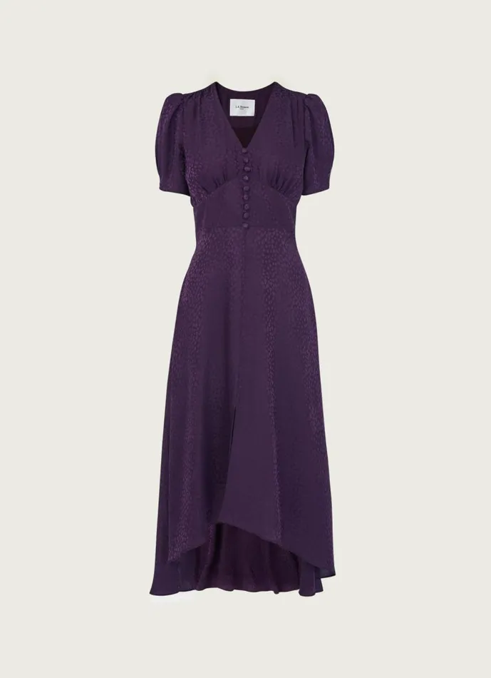 Women Dresses LKBennett Bryony Purple Heart Jacquard Midi Dress Mulberry Women Dresses LKBennett Bryony Purple Heart Jacquard Midi Dress Mulberry