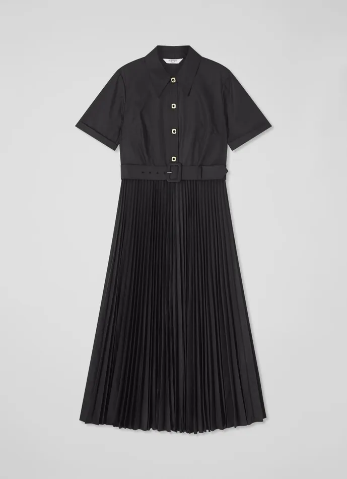 Women Dresses LKBennett Cally Black Pleated Shirt Dress Black Women Dresses LKBennett Cally Black Pleated Shirt Dress Black