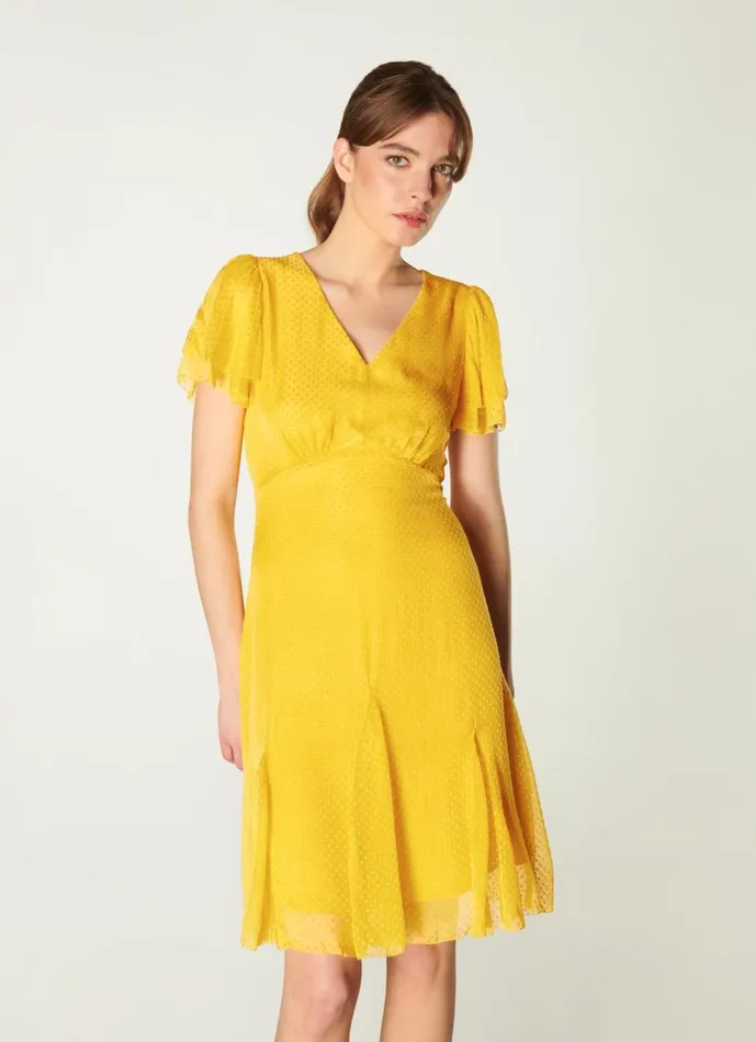 Women Dresses LKBennett Hally Mustard Silk Dress Mustard