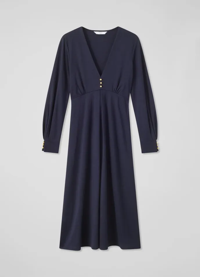 Women Dresses LKBennett Jenny Navy Dress With LENZING ECOVERO Viscose Navy