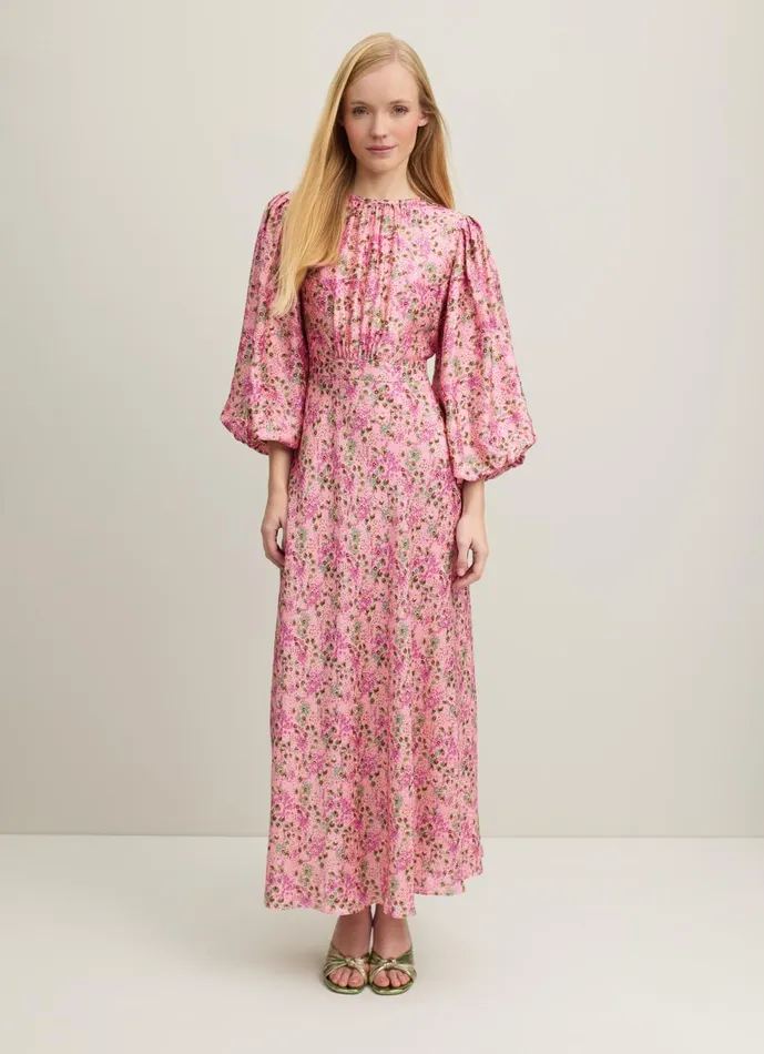 Women Dresses LKBennett Lois Neon Garden Print ViscoseSilk Blend Dress Multi