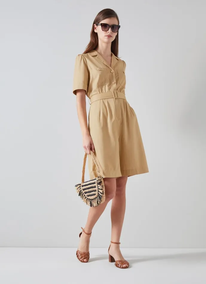 Women Dresses LKBennett Stella Stone Playsuit With TENCEL Lyocell Stone