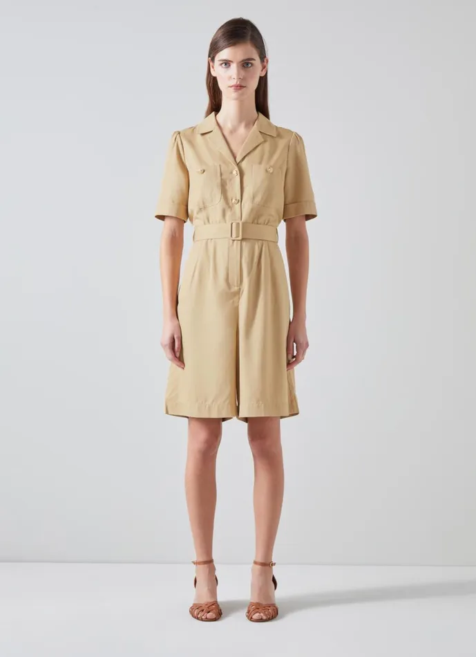 Women Dresses LKBennett Stella Stone Playsuit With TENCEL Lyocell Stone Women Dresses LKBennett Stella Stone Playsuit With TENCEL Lyocell Stone